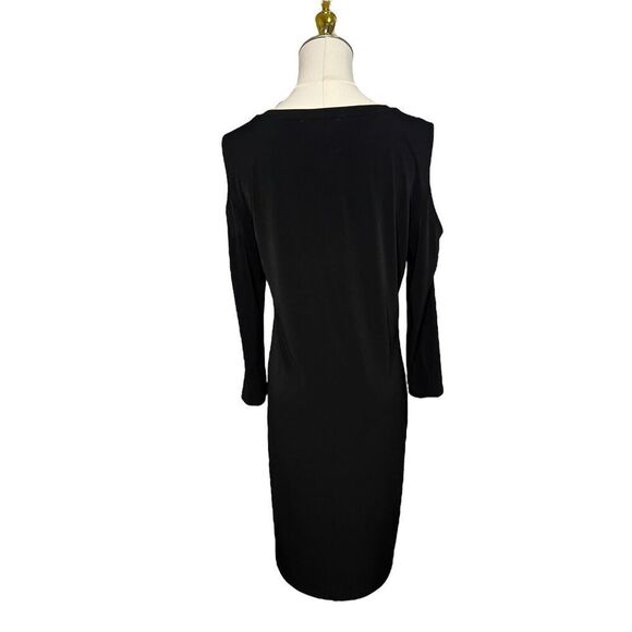 SOLD🚫 Michael Kors Women’s Medium Cold Shoulder Dress Black 3/4 Sleeve - Picture 6 of 7